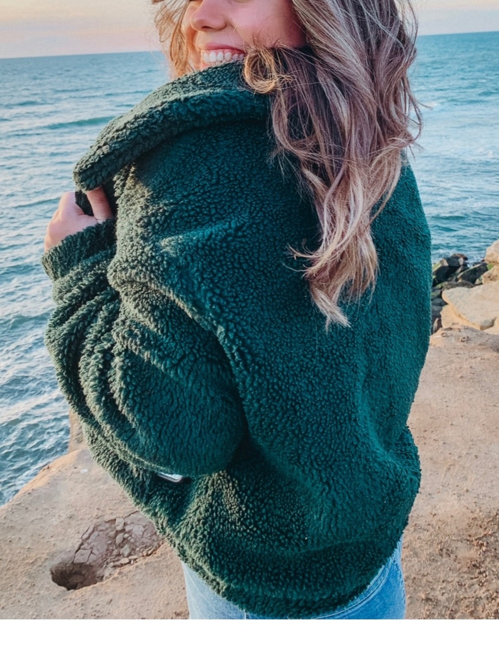 Urban Outfitters Deep Forest Green Teddy Sherpa Jacket